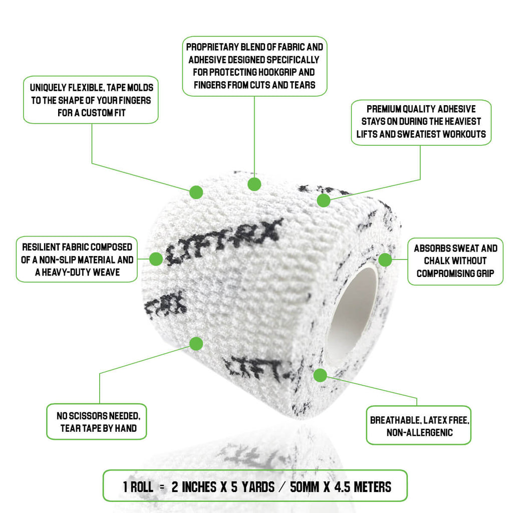 features of 2 inch wide lyftrx white weight lifters tape