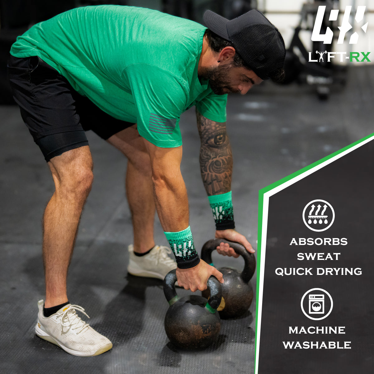 LYFT-RX Gradient Sweatbands Green (1 Pair, Size Fits All)