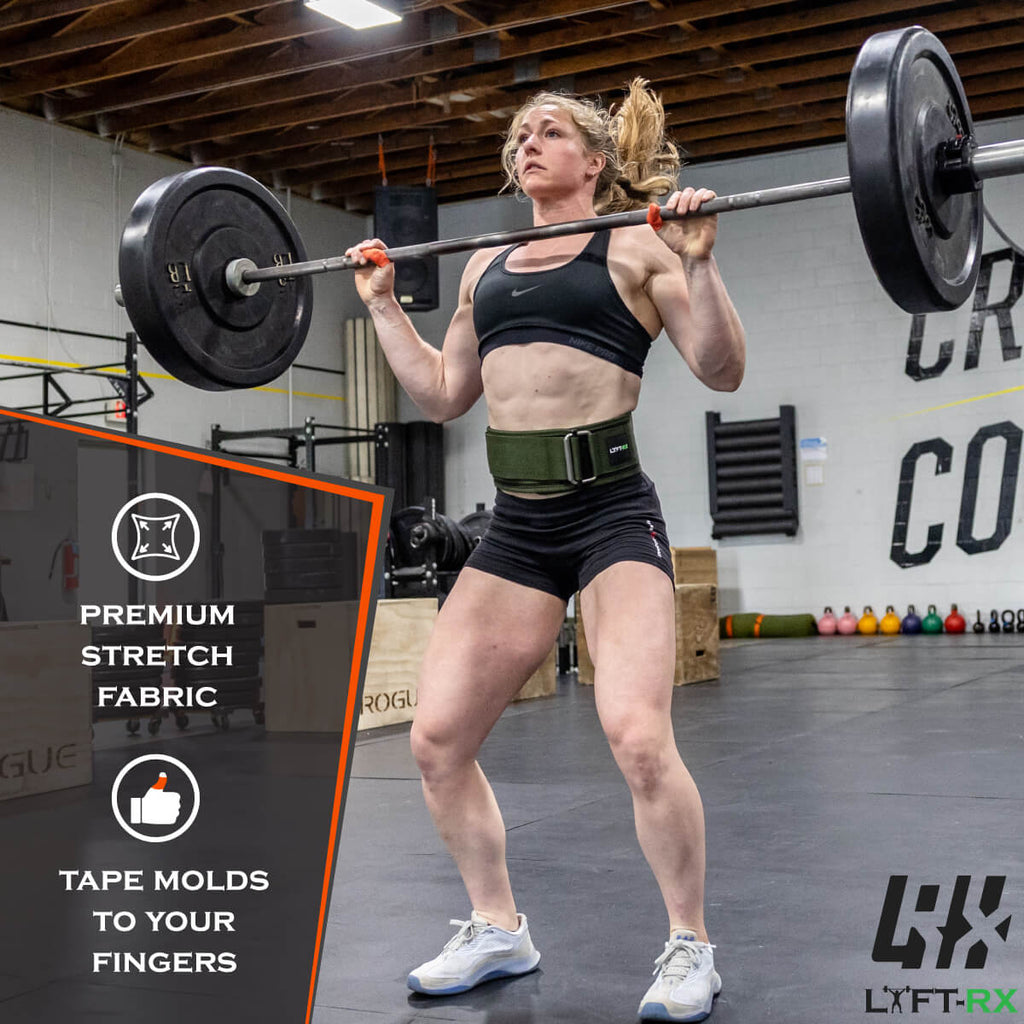 athlete weight lifting using lyftrx orange hookgrip tape