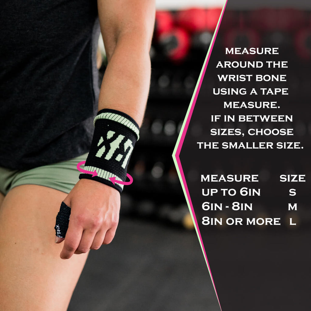 sizing chart information of an elastic wristband