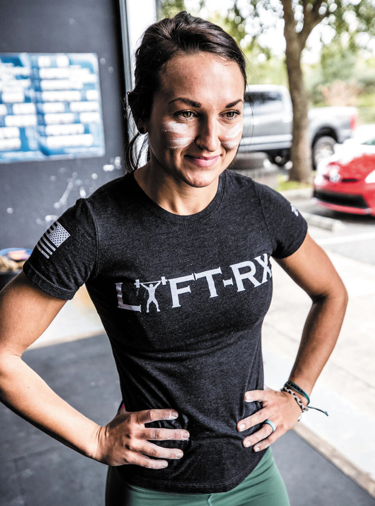 womens black shirt for crossfit with lyft rx logo